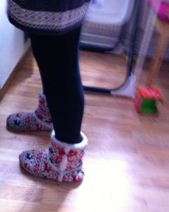 "I like your Christmas shoes" my 3 yr old friend told me.  I didn't admit I've been wearing them all year.